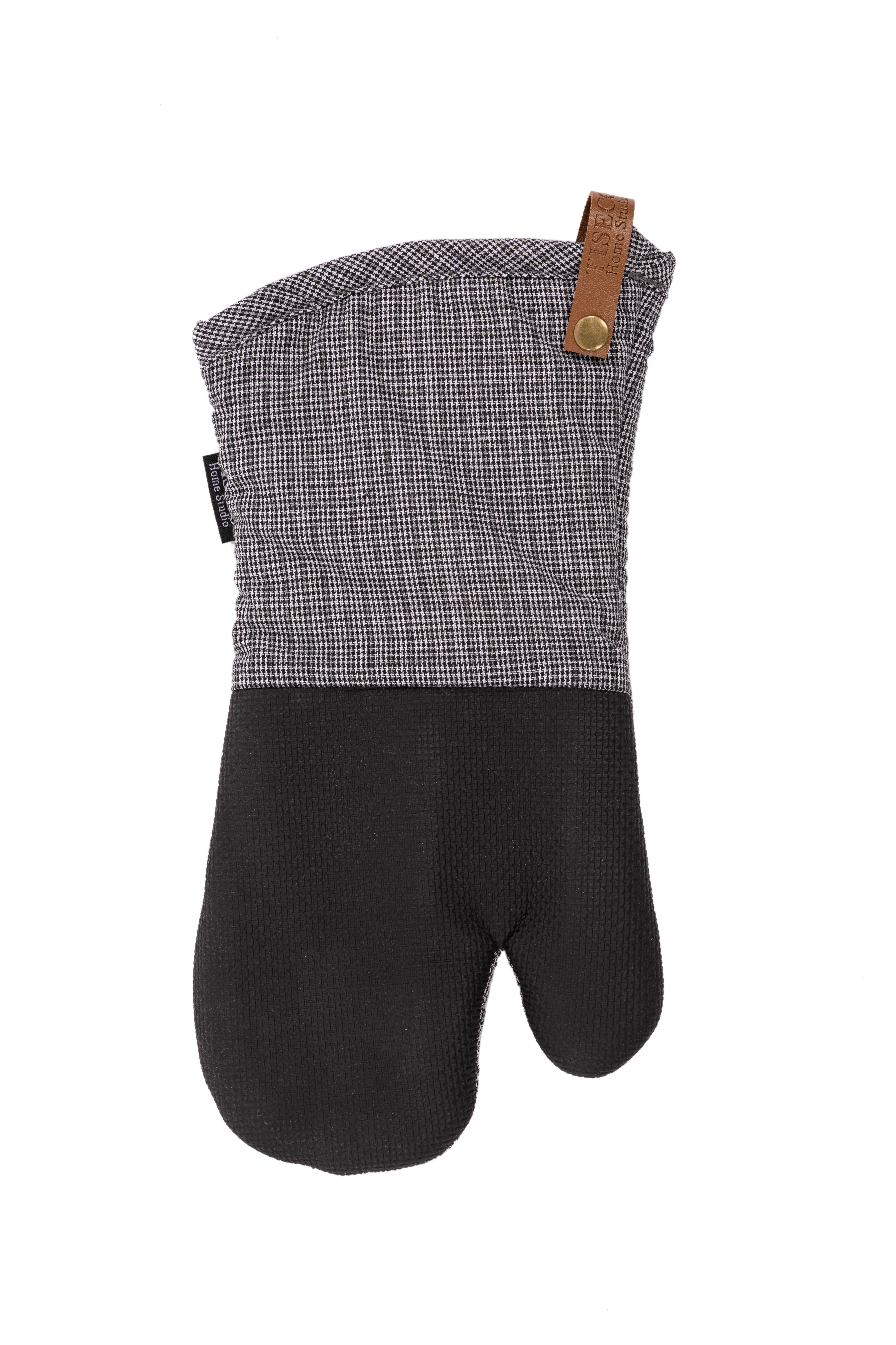 Oven glove (1R + 1L) SHERLOCK Houndstooth, 17x33cm, black