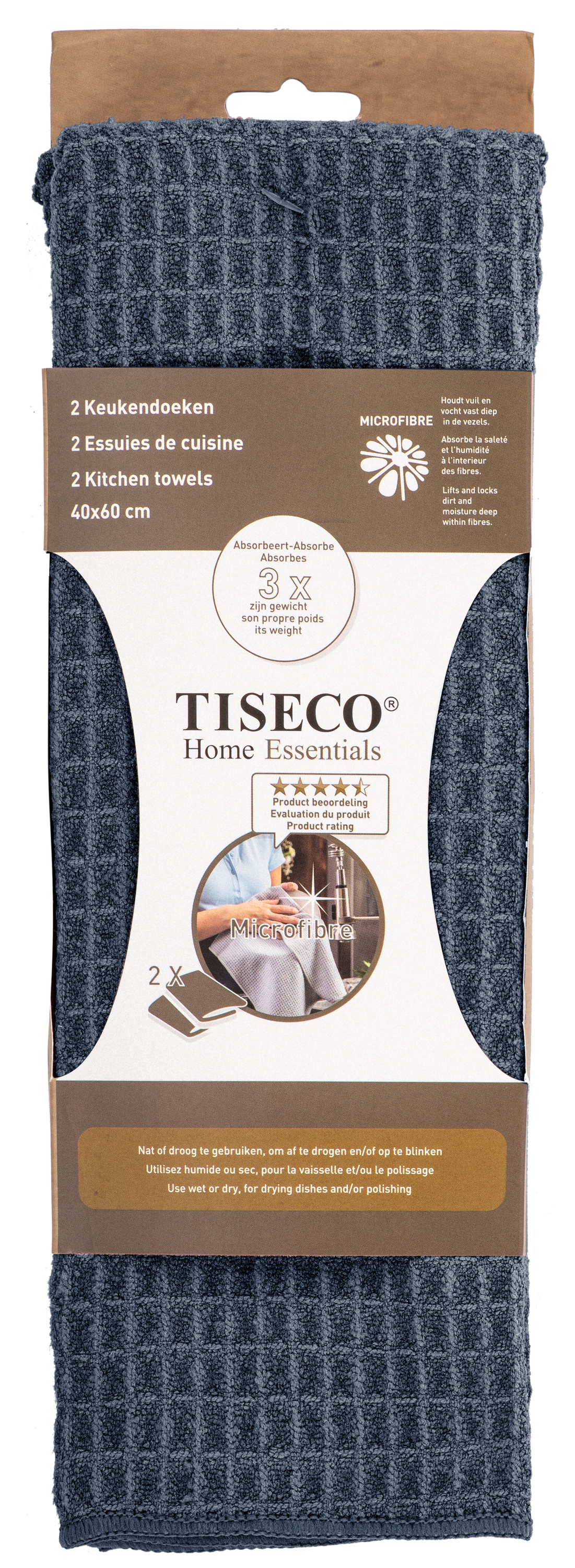 Keukenhanddoek ESSENTIAL - SET/2 - microvezel - 40x60 cm, blauw