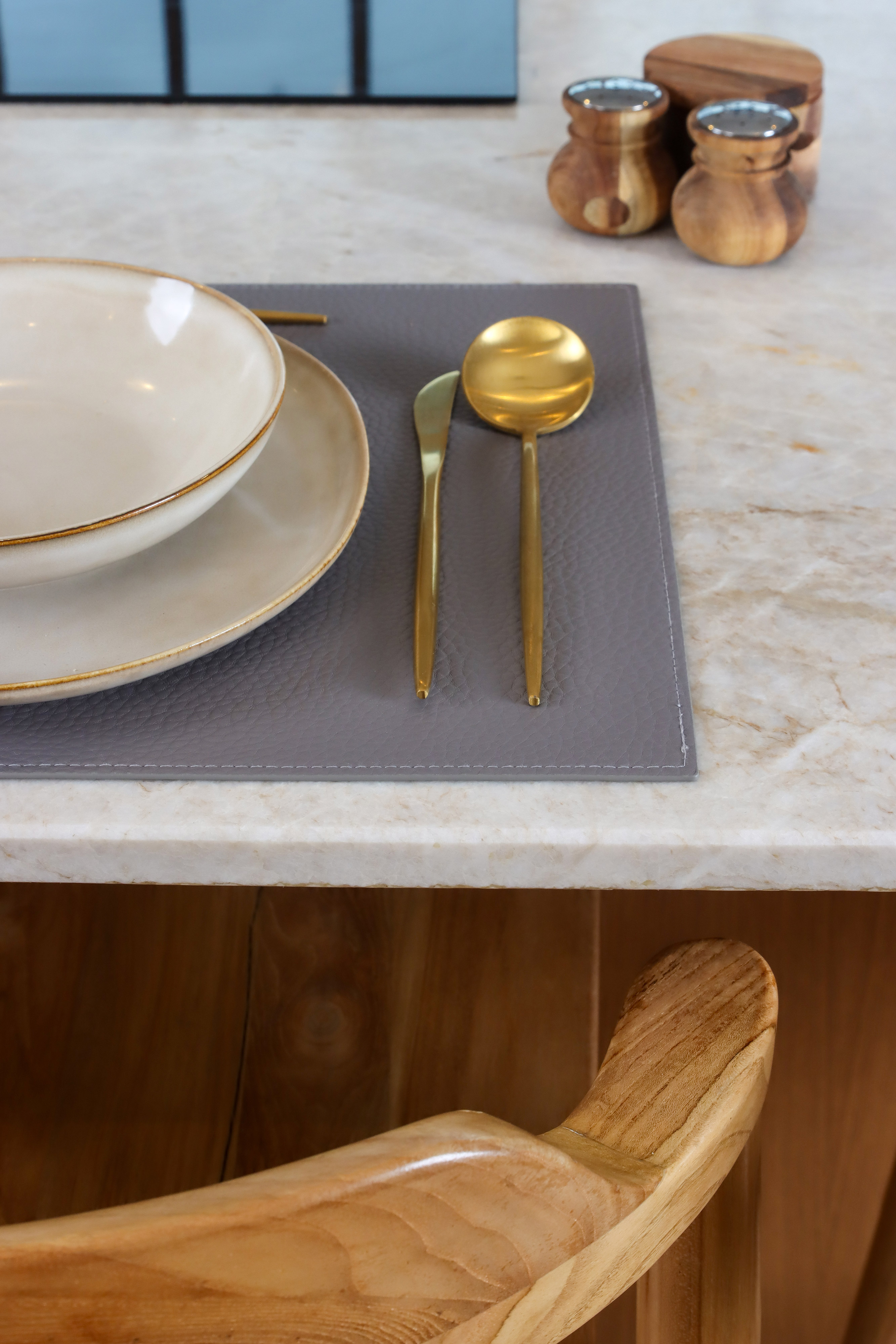 Set de table GAVIN - double face - 33x45 cm, gris