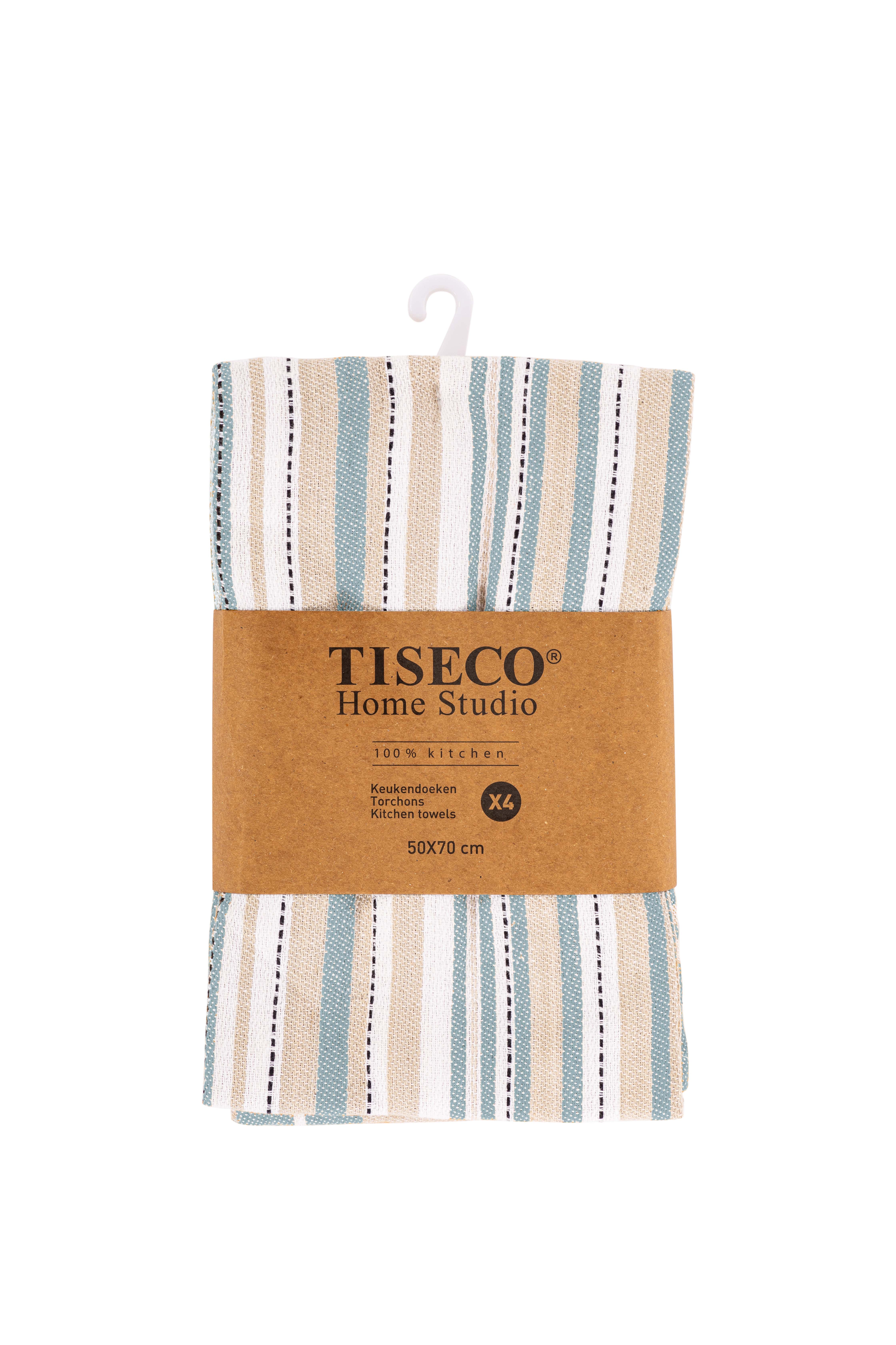 Torchon MULTILINES - SET/4 - 50x70 cm, bleu clair