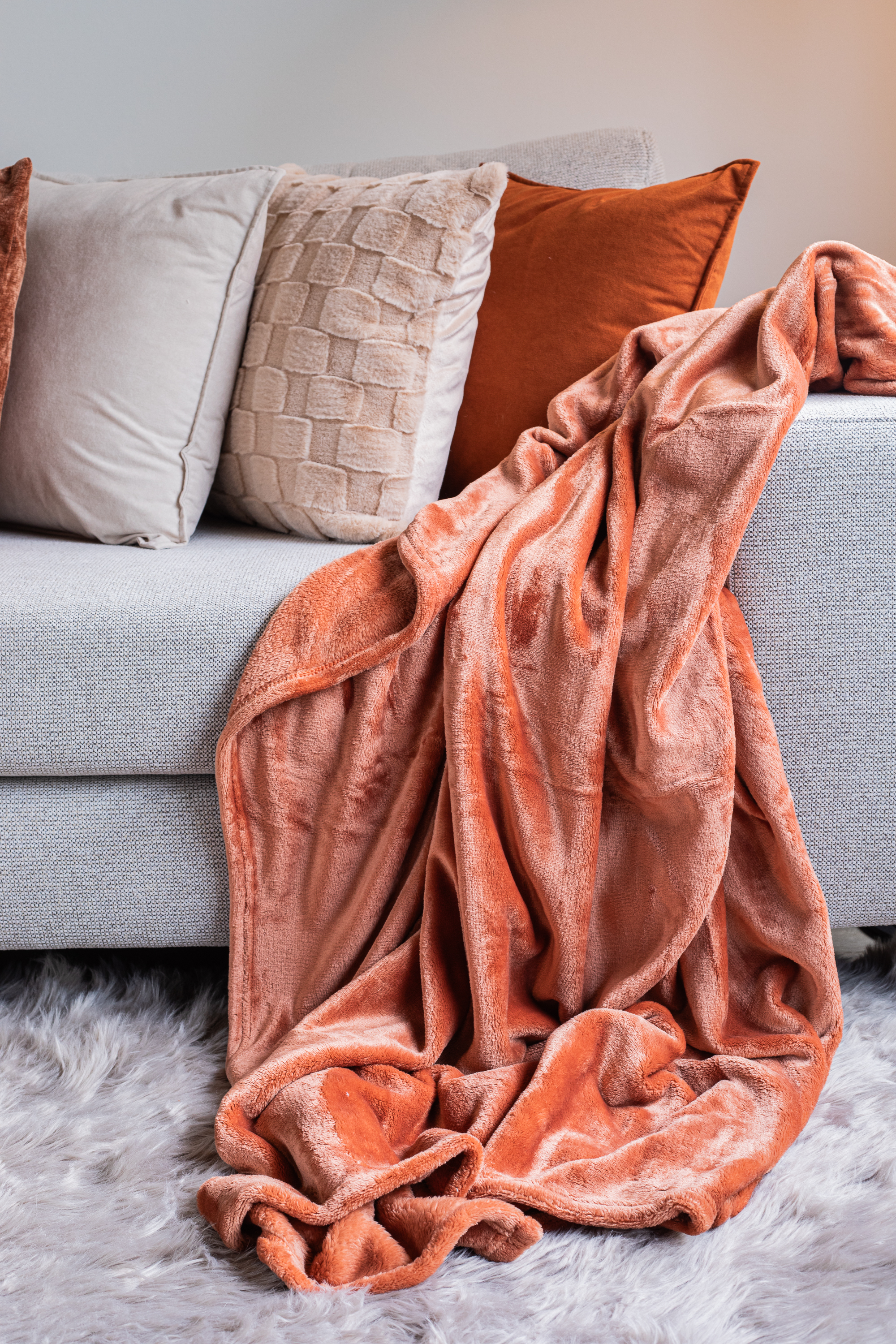 Plaid COSY DELUX - Microflanel - 180x220 cm, taupe