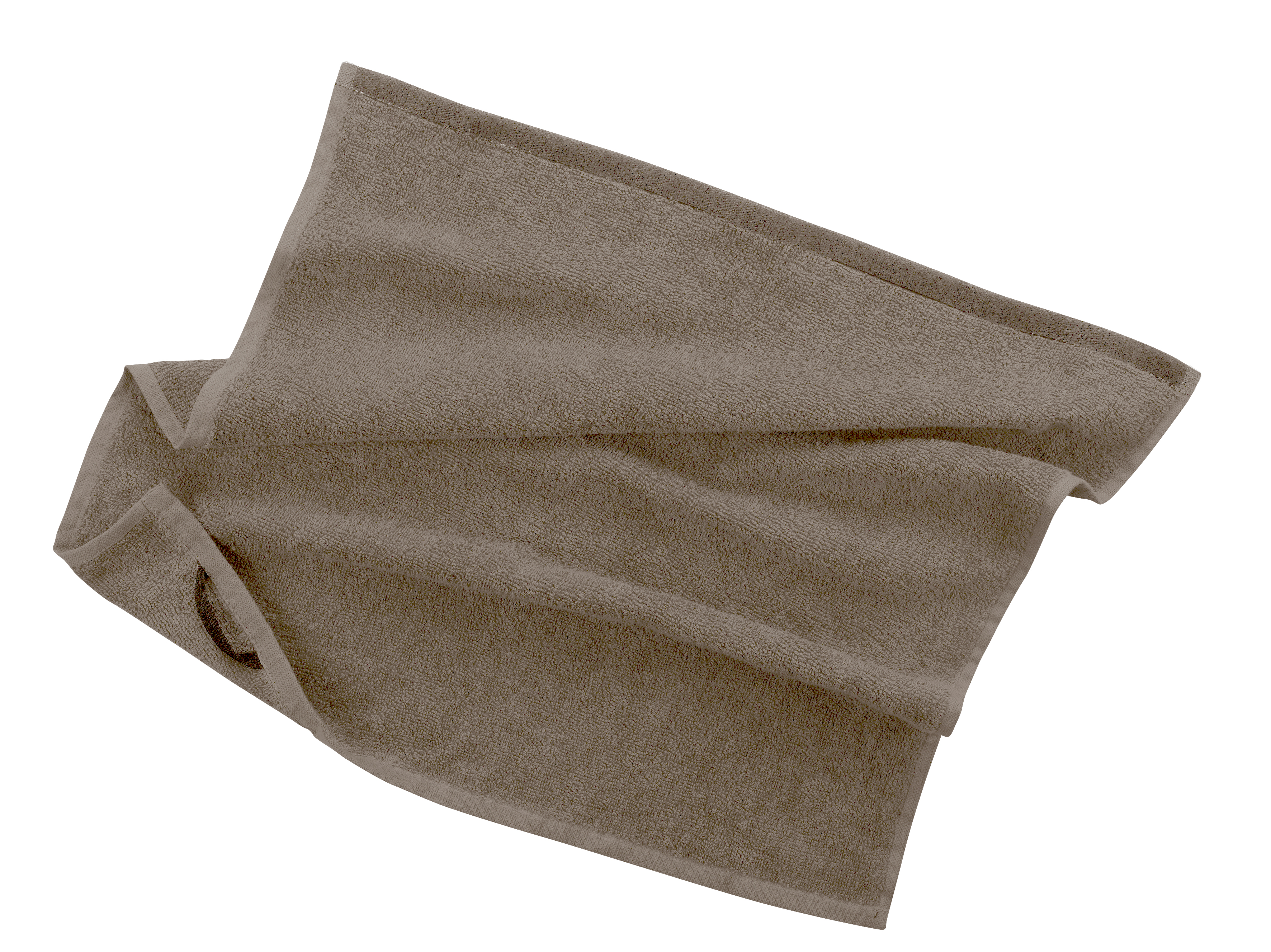 Square terry towel solid, no eyelet, with loop, set2, taupe