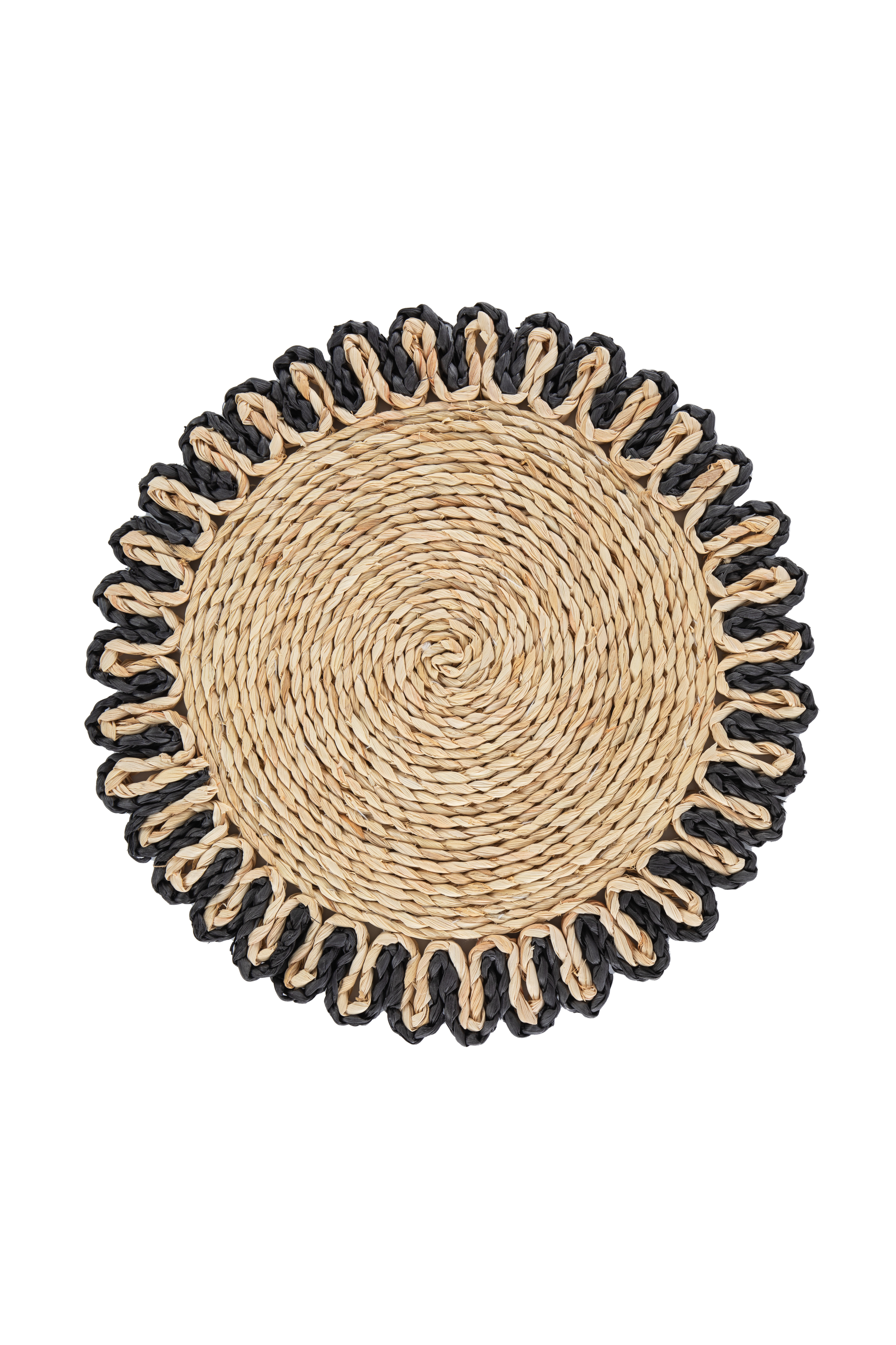 Placemat CORNHUSK - dia 38 cm, black/natural