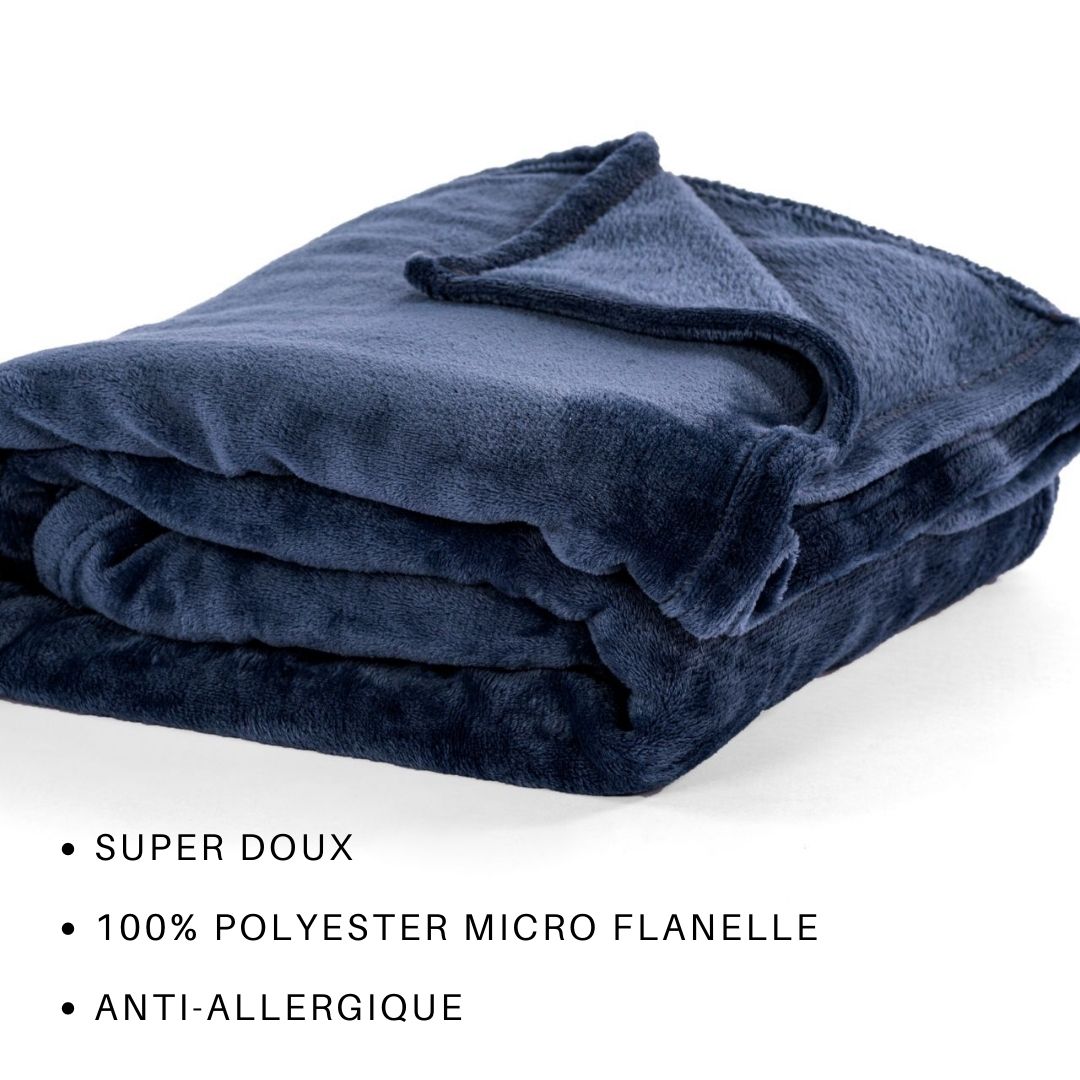 Plaid COSY Microflannel 240x220cm, insigna blue