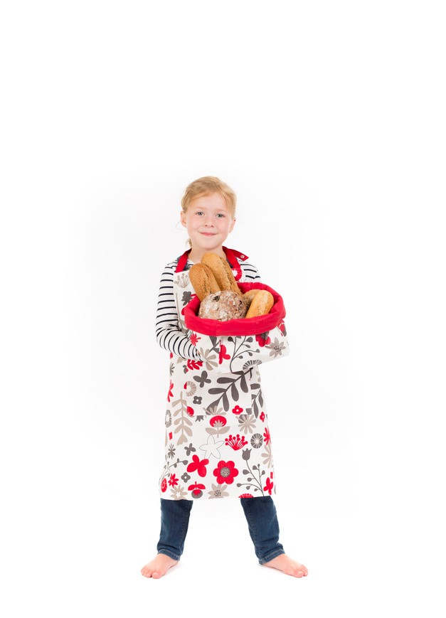 Tablier enfant floral WC 52x63cm, rouge