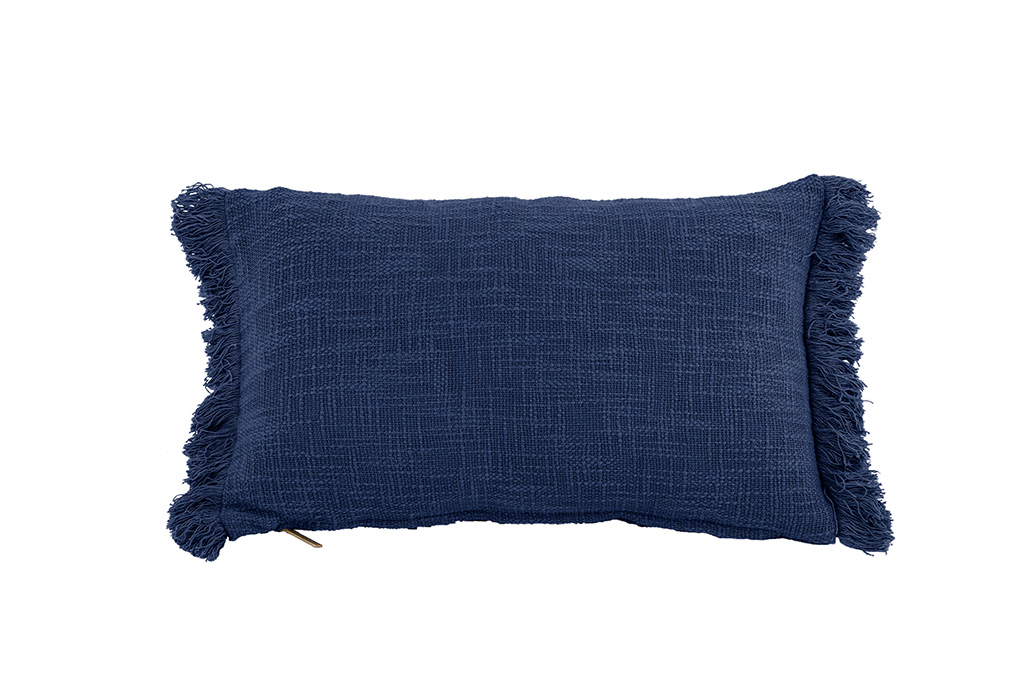 Cushion (filled) COTTON SLUB SOLID 30x50CM, insigna blue
