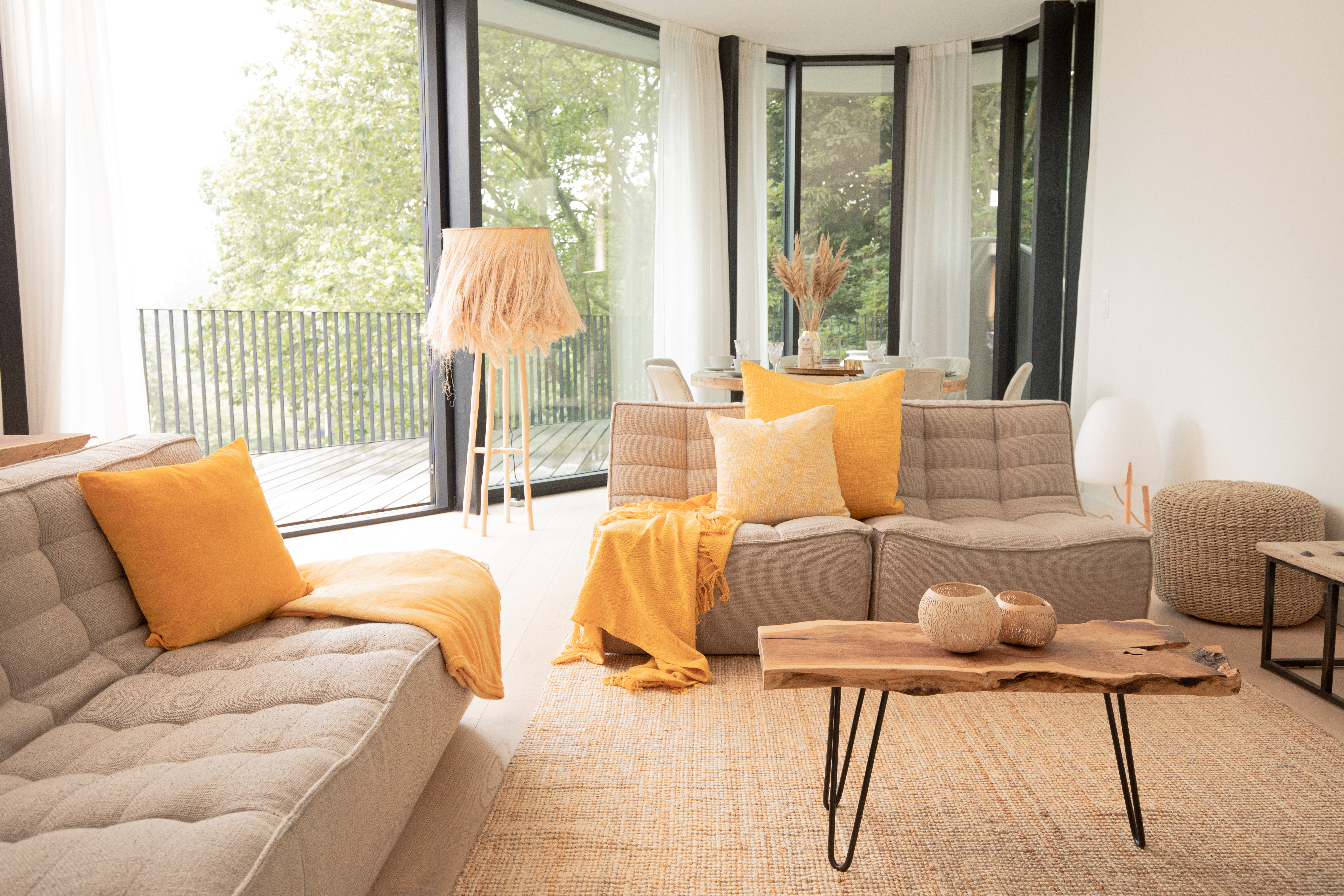 Kussen (gevuld) COTTON SLUB MELANGE 45X45cm, sunflower yellow