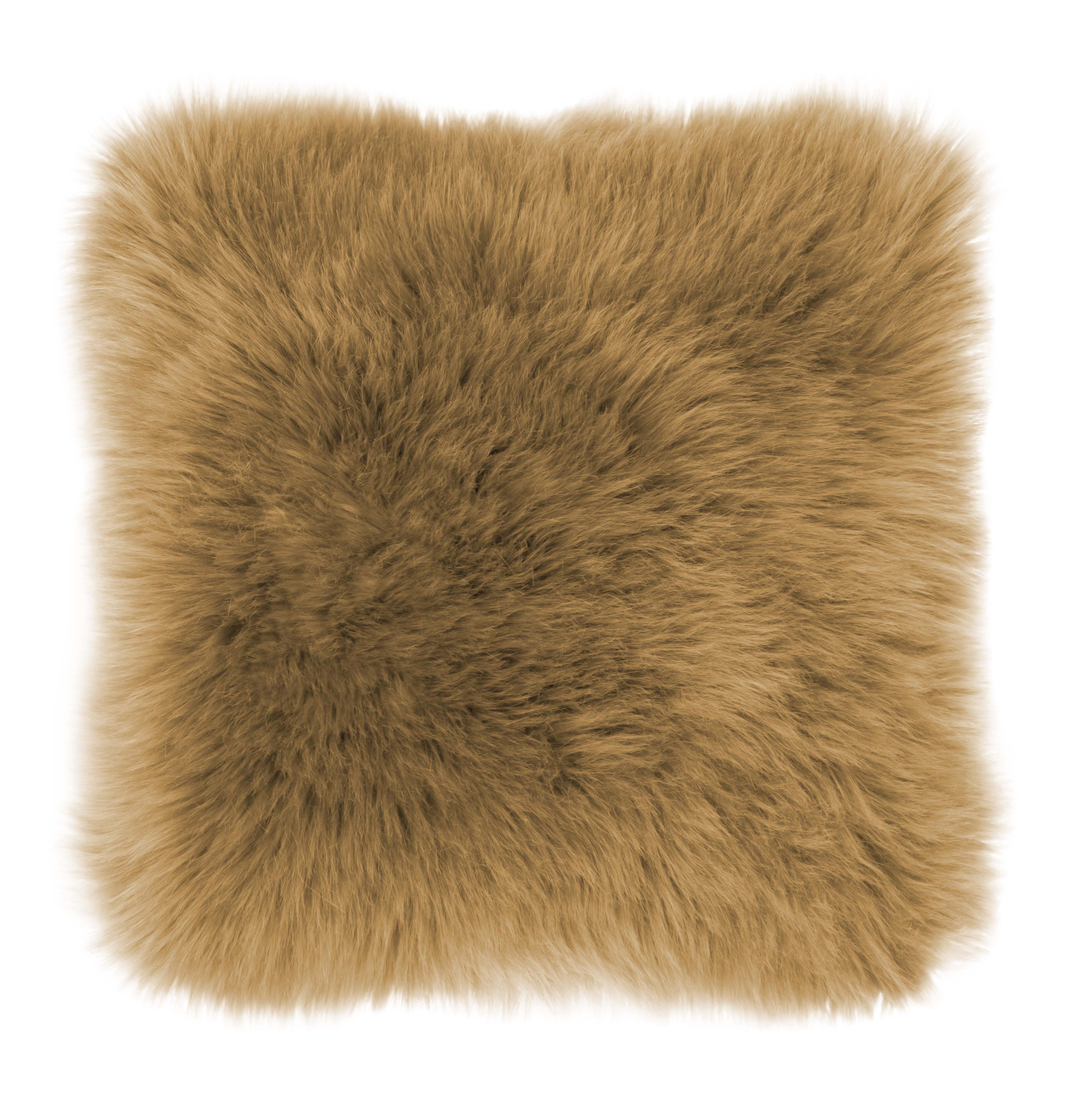 Cushion (filled) sheepskin + suede 45x45CM, camel