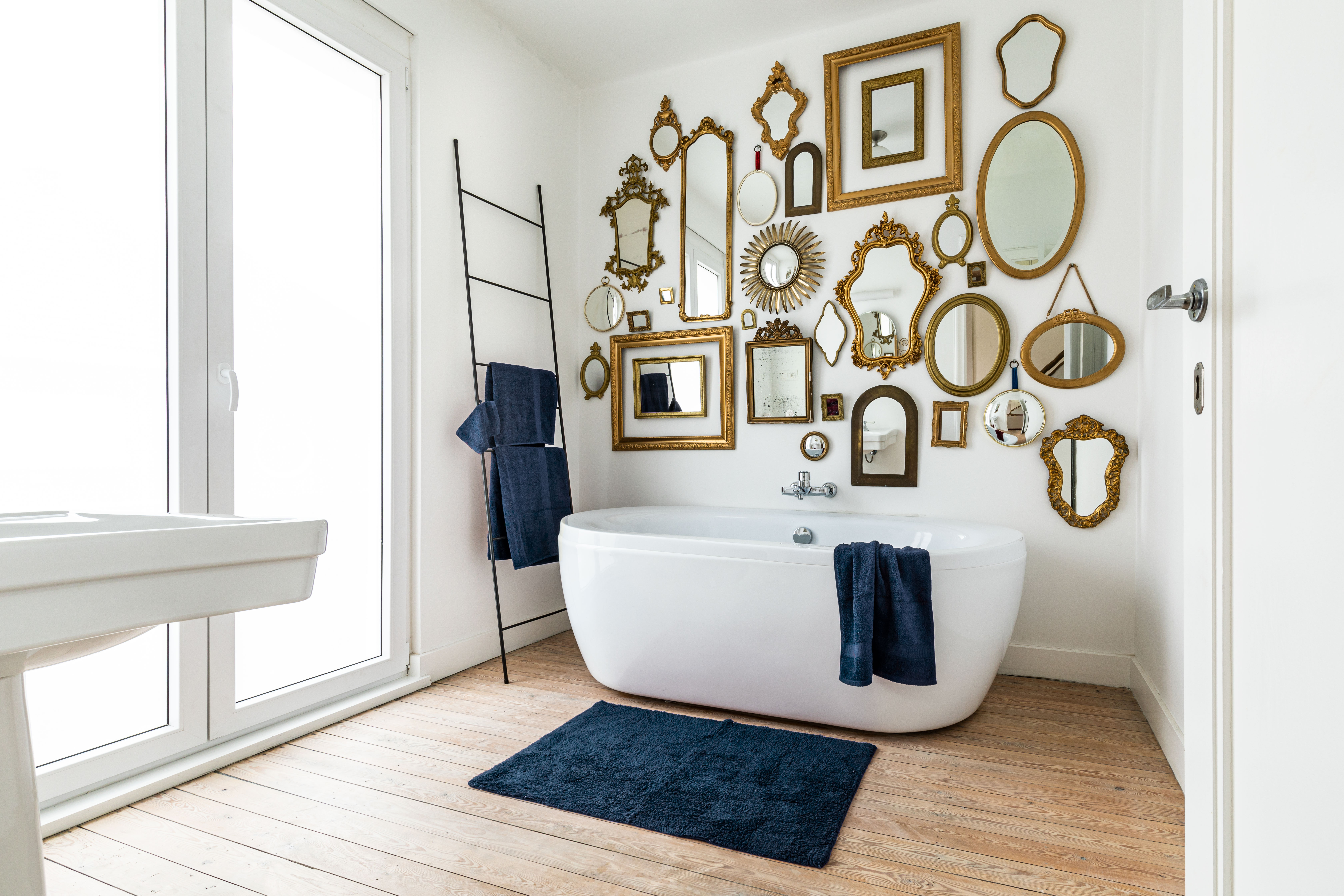 Badmat RIVA - Katoen - Antislip - 60x100 cm, donkerblauw