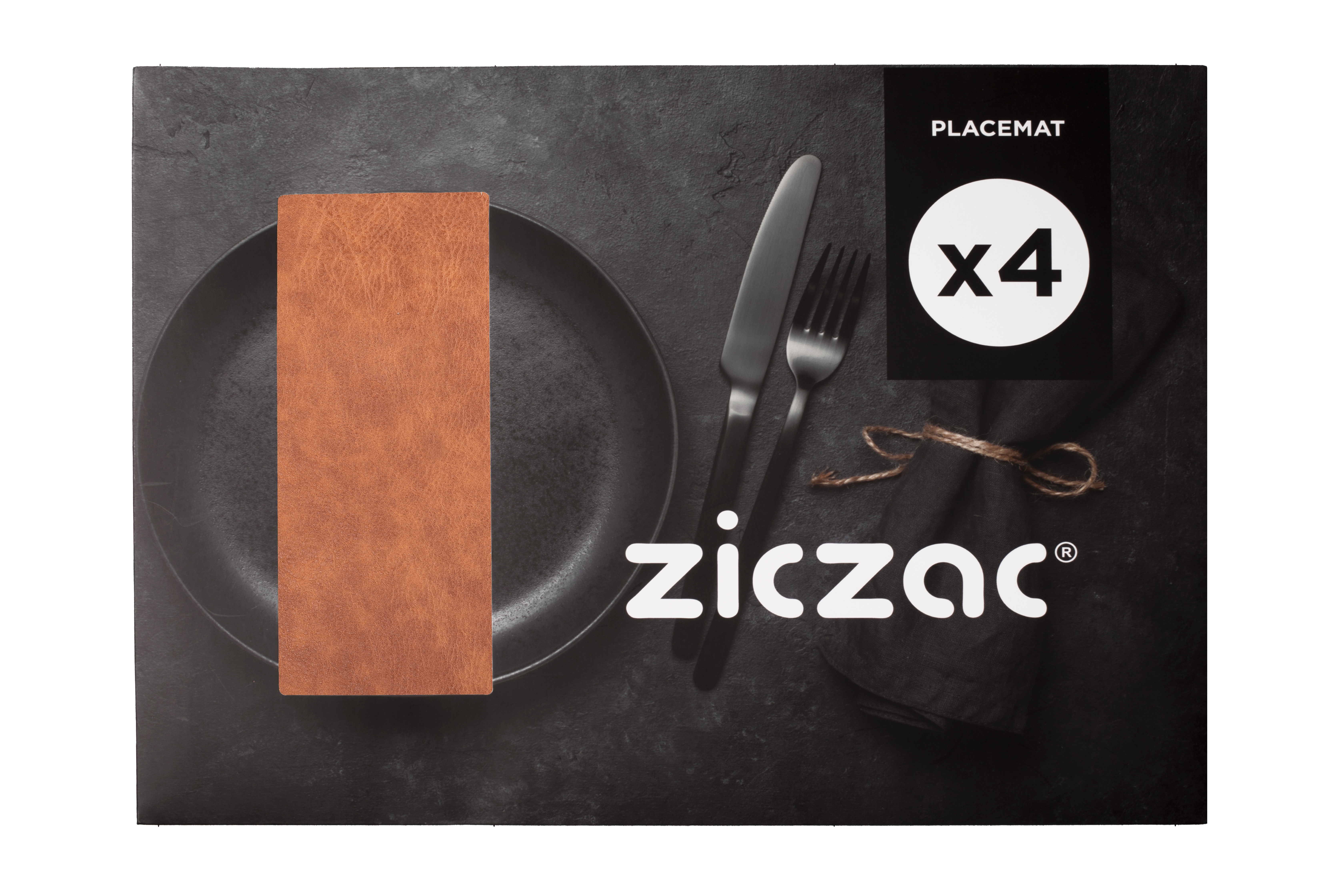 Coffret cadeau de 4 pièces - Set de table TROJA - 33x45 cm, caramel