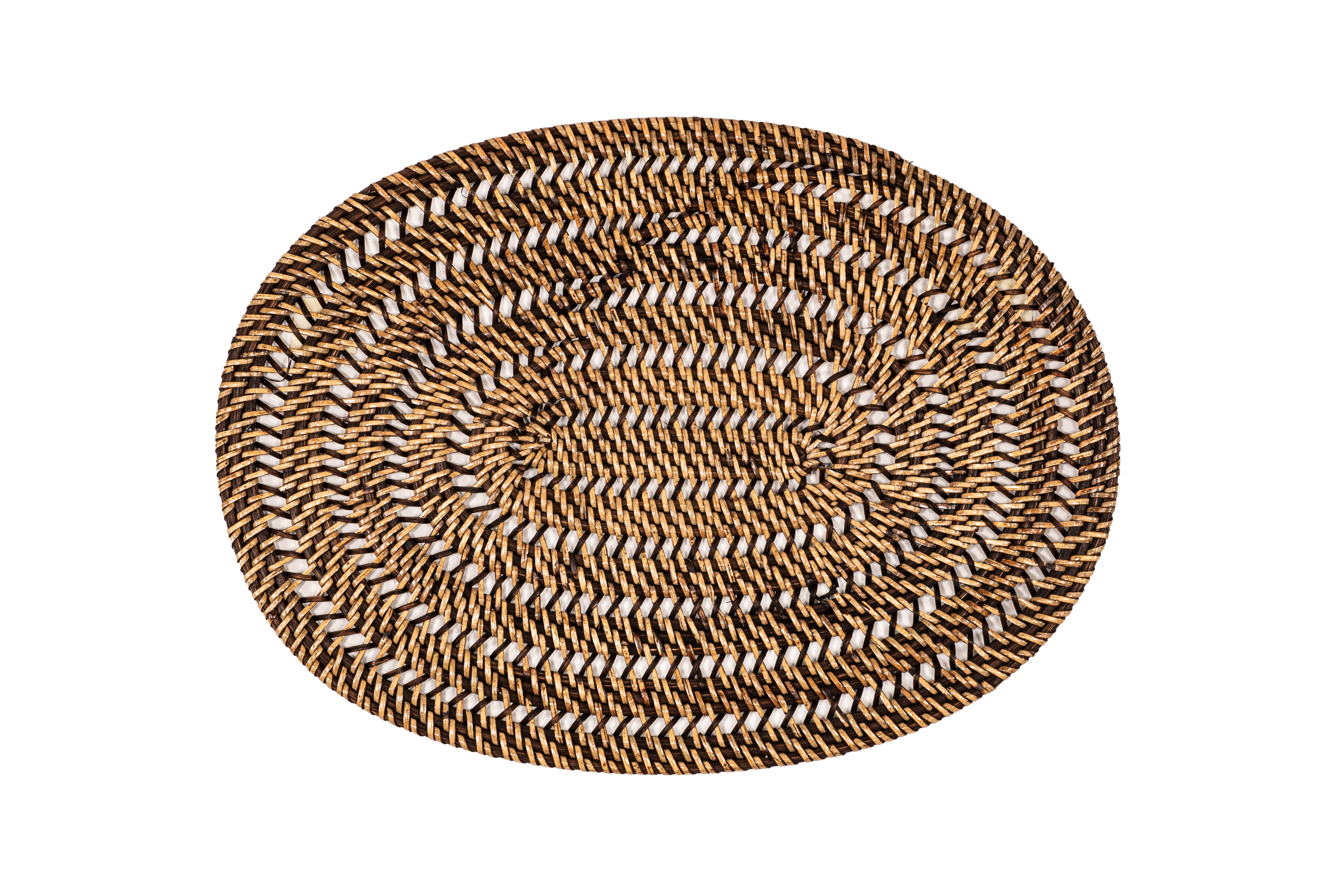 Placemat rattan 30x40 cm - oval, SPIRAL, donkerbruin