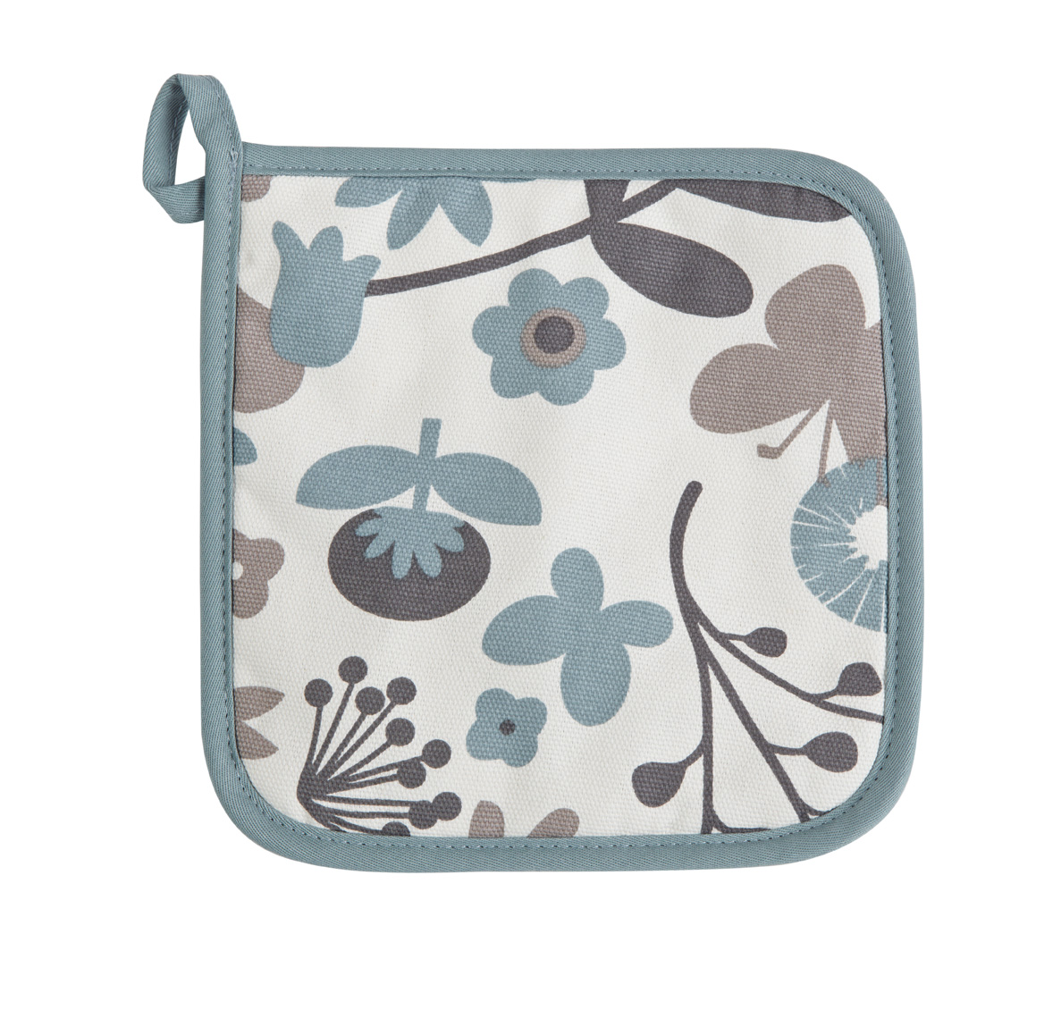 Potholder floral WC ,20x20cm, soft blue