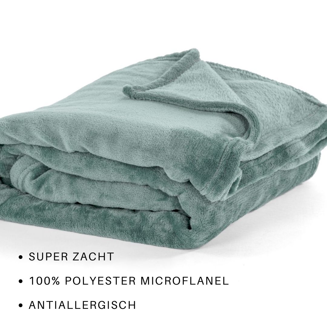 Plaid COSY Microflannel 130x160cm, sage green