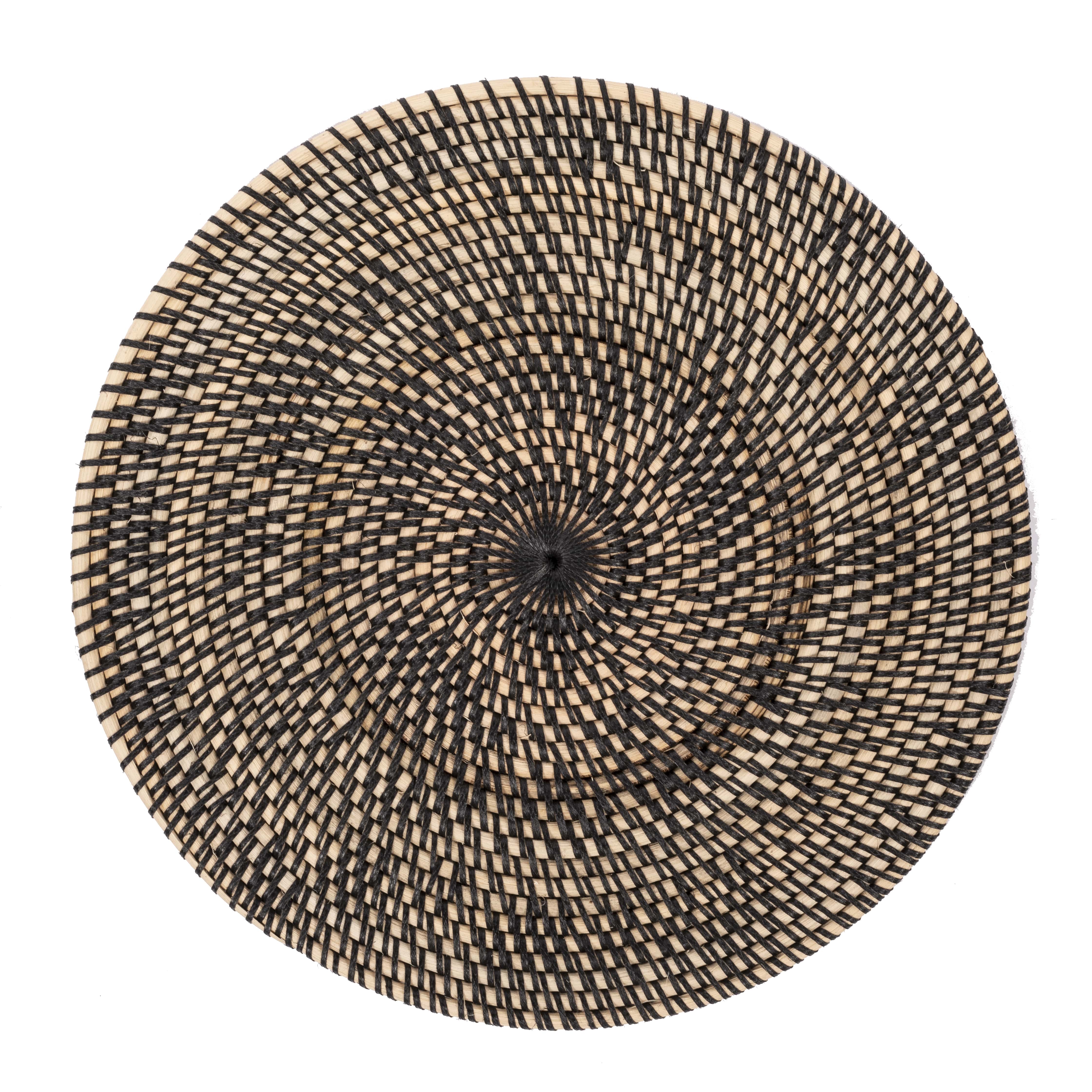 Placemat RATTAN - Round - Dia 36 cm, black