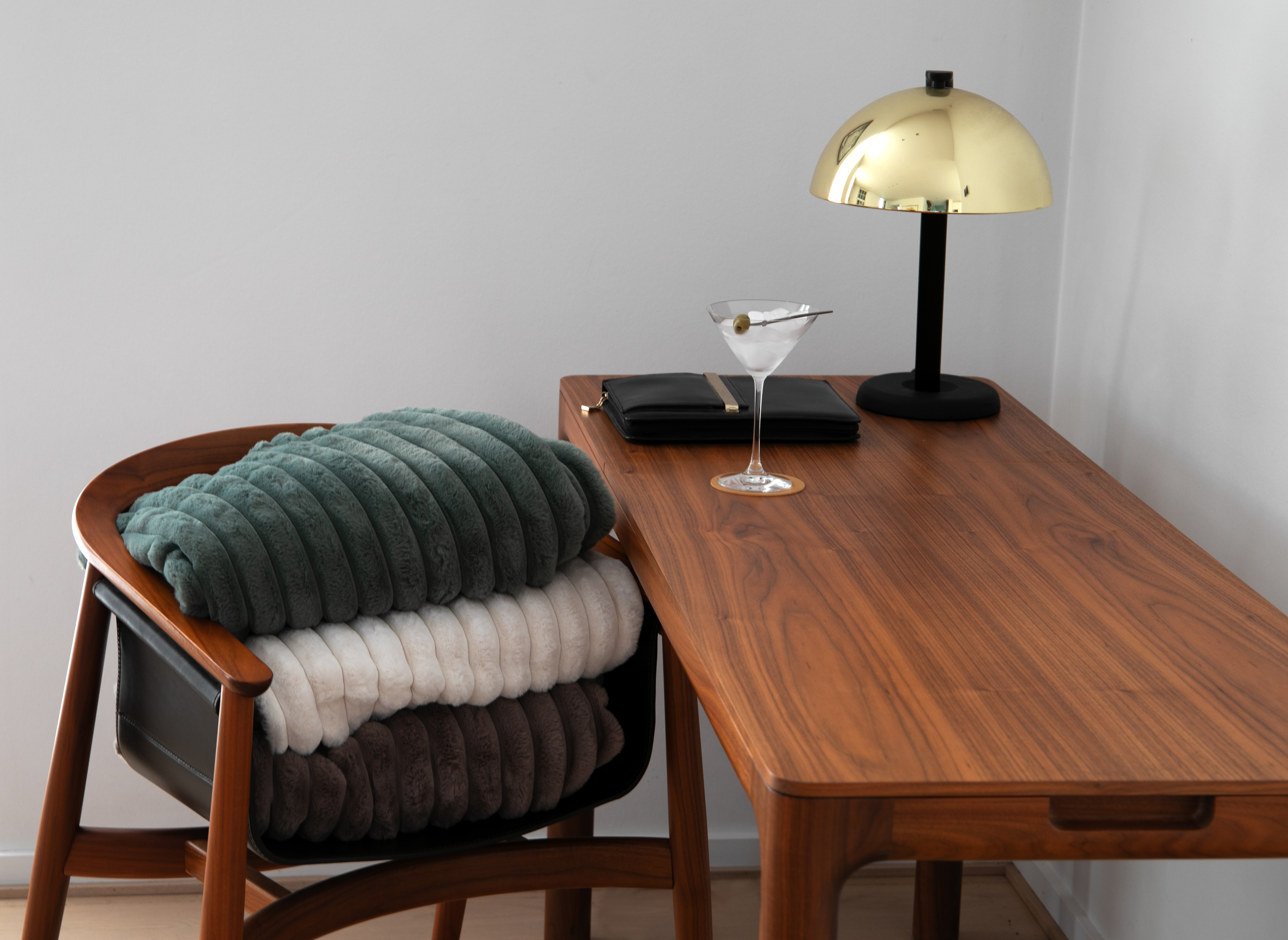 Plaid RABBIT STRIPE - 130x170 cm, taupe