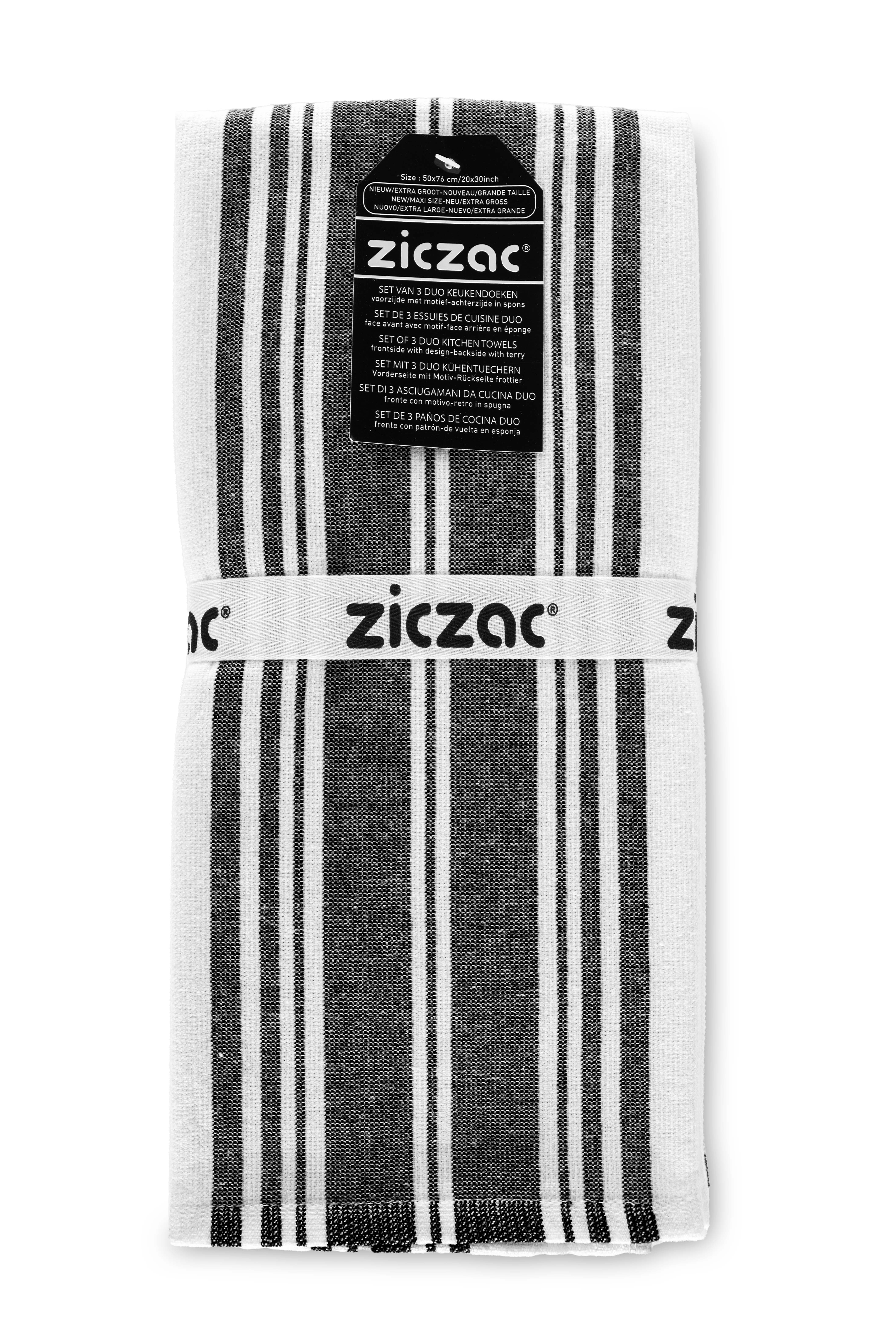 Kitchentowels Culinary Duo Stripe 50x76 black, set3