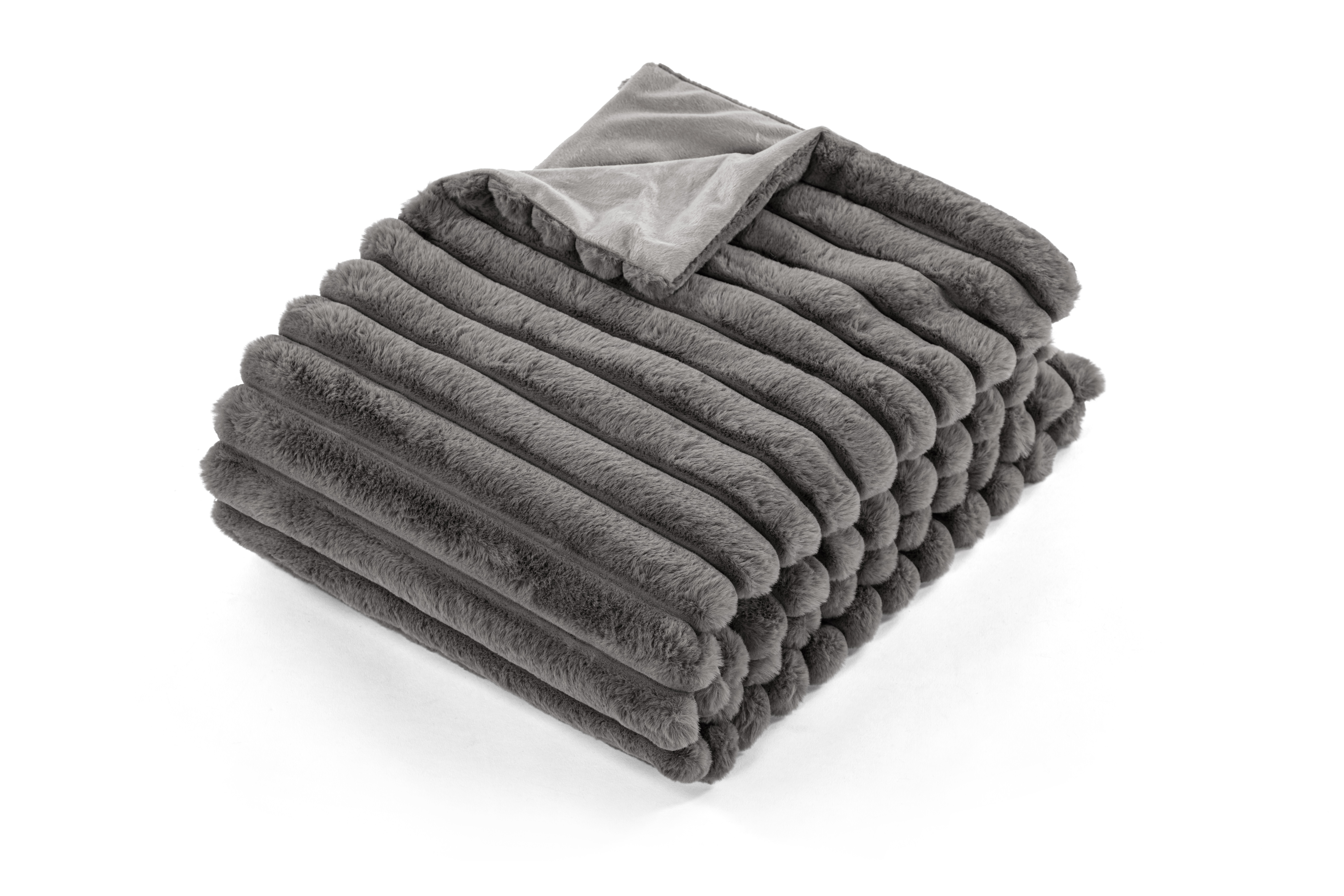 Plaid RABBIT STRIPE - 130x170 cm, gris