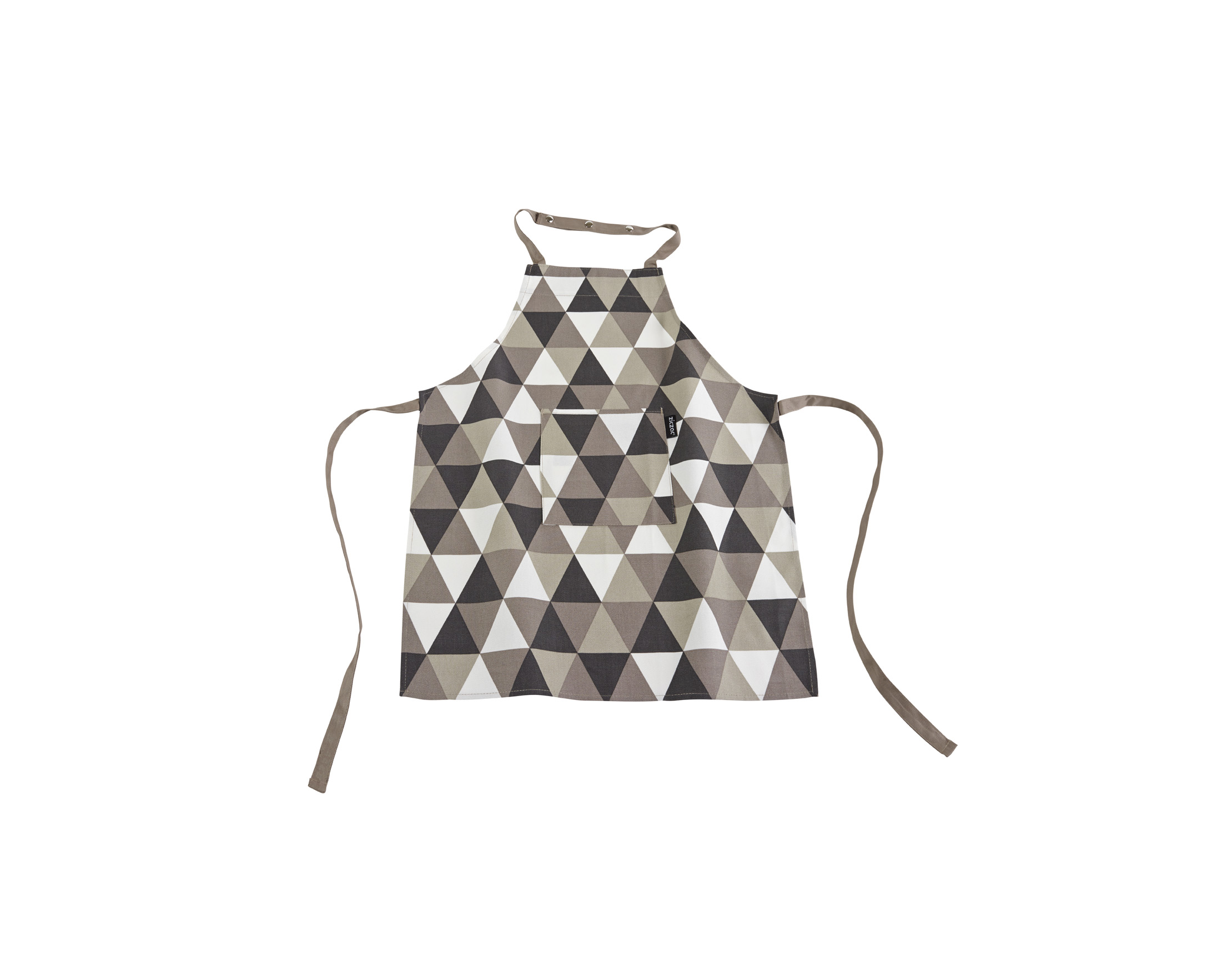 Kids apron shape 52x63cm, pressbutton+pocket, taupe