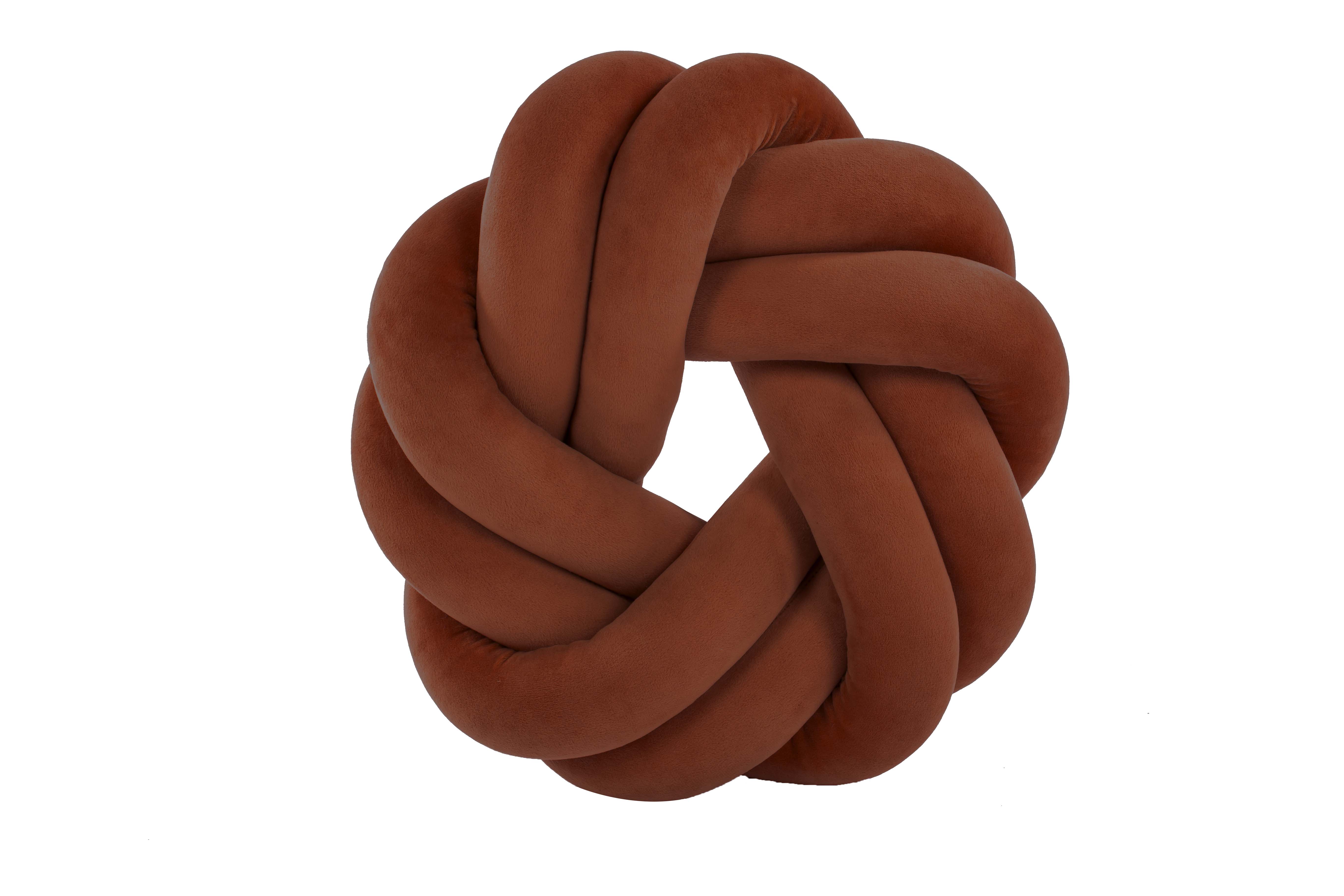 Knotted pillow (filled) leather brown 30x30x7cm