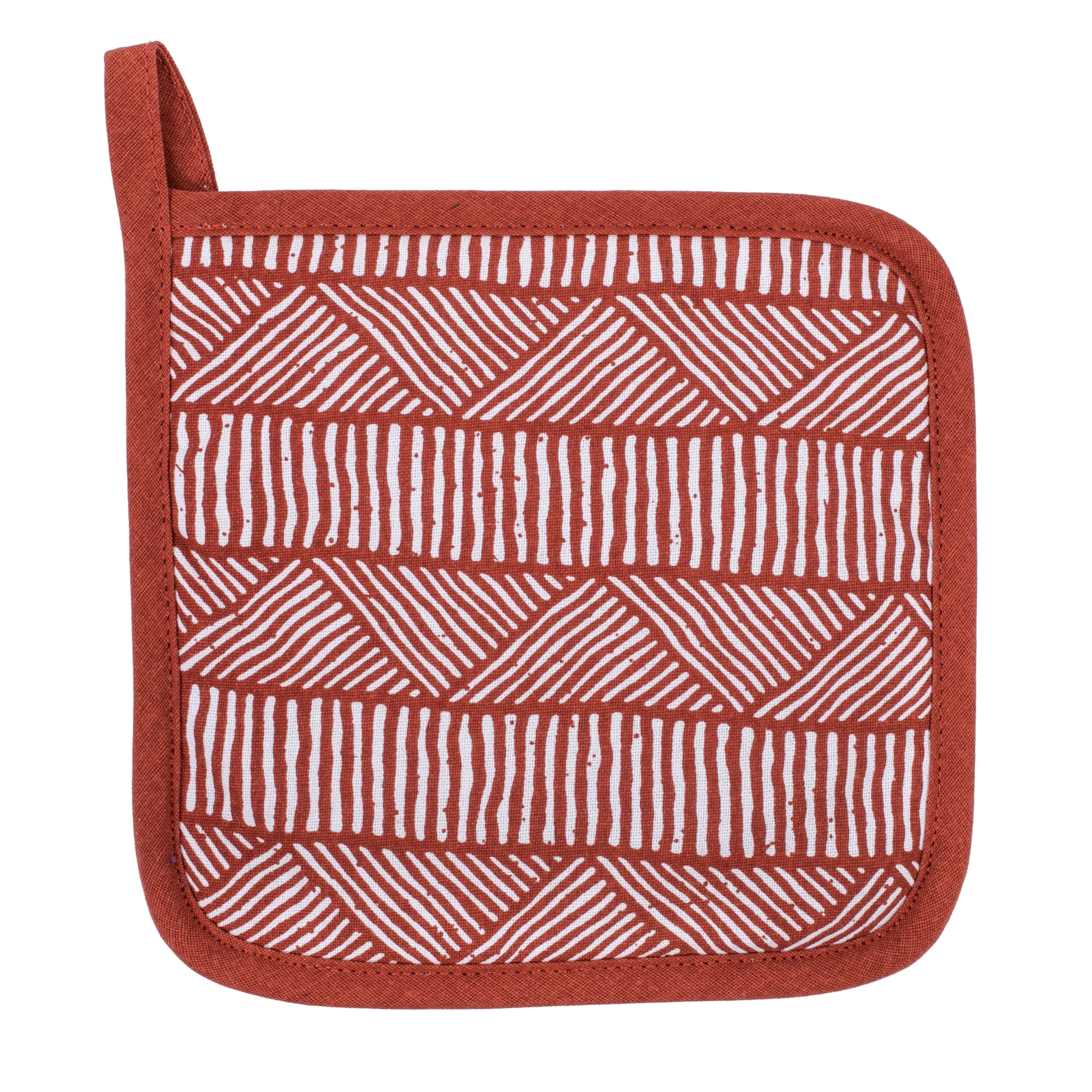 Potholder Geo Tipi 20x20cm ,J-hook, red - set/2