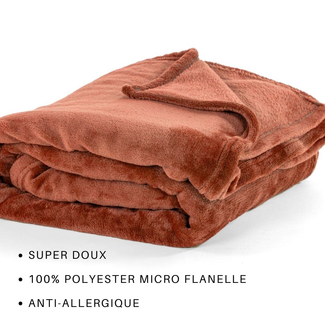 Plaid COSY Microflannel 240x220cm, auburn