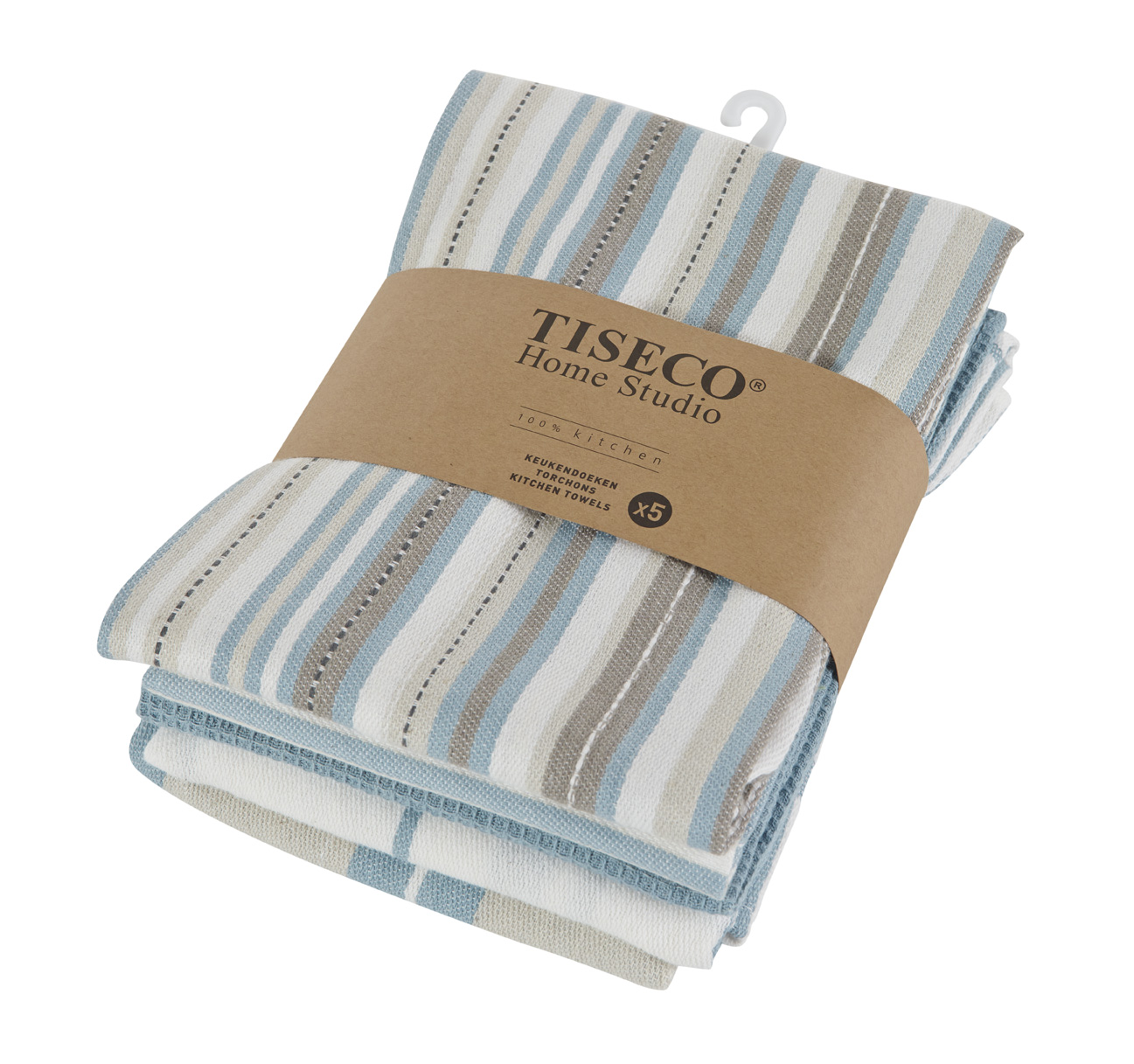 Torchon MULTILINES - SET/5 - 50x70 cm, bleu