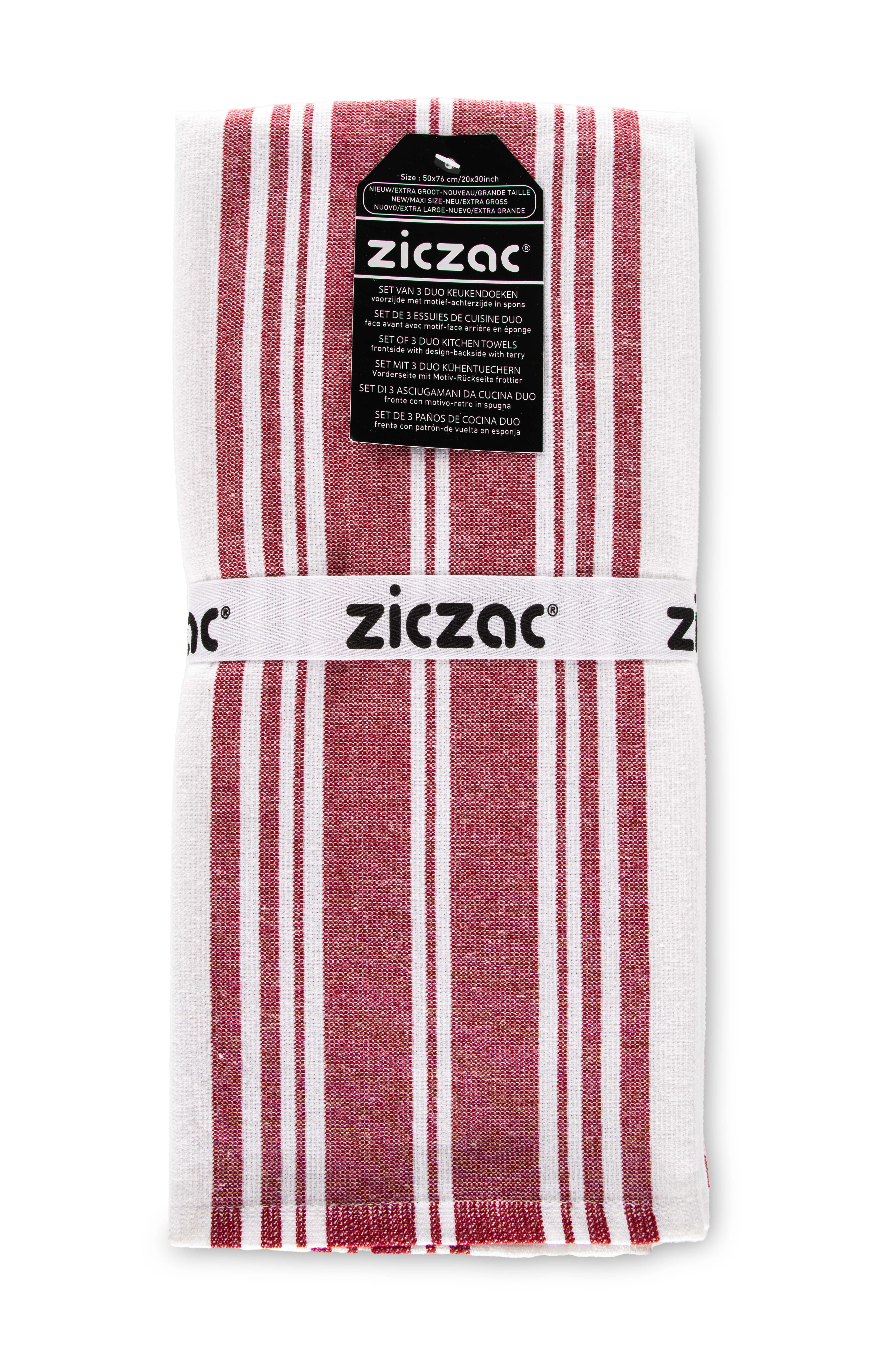 Keukenhanddoeken Culinary Duo Stripe 50x76 red, set3