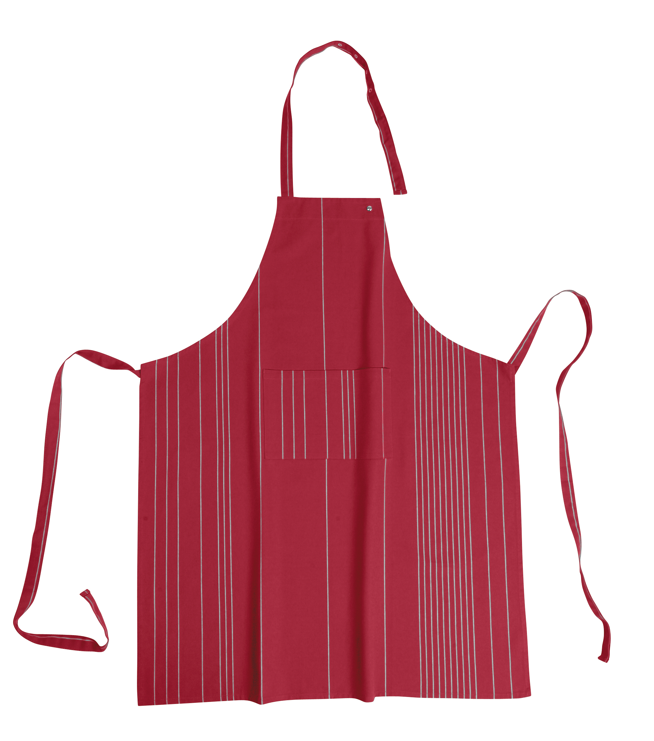 Apron Prof., 1 pocket, stripe 85x105 cm,  pressbuttons red