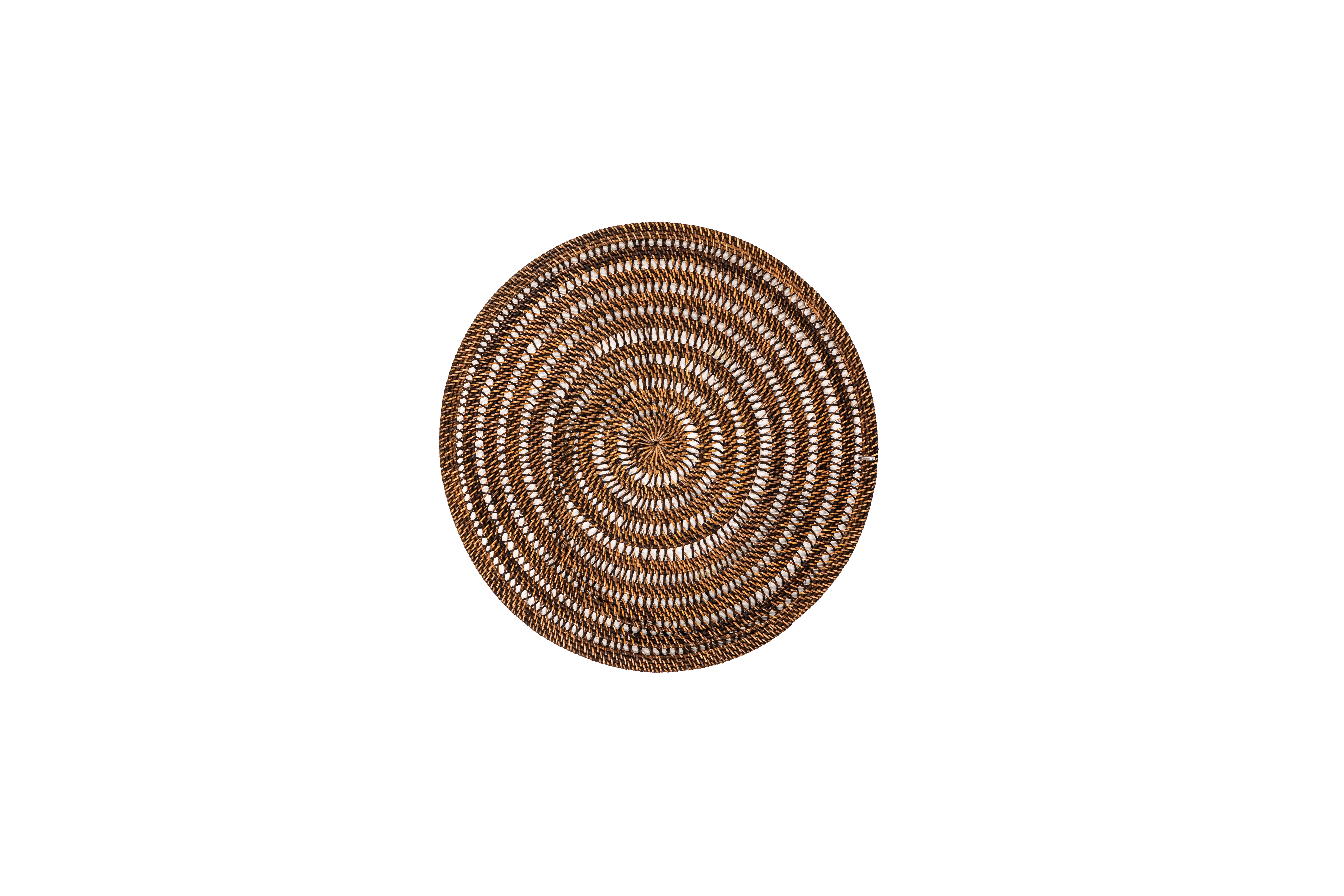 Decoratie rattan, rond - dia 60 cm - SPIRAL, donkerbruin