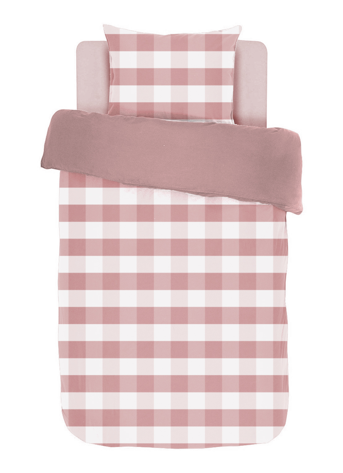 Housse de couette EMMA, Stone washed check coton, 140x200, mauve