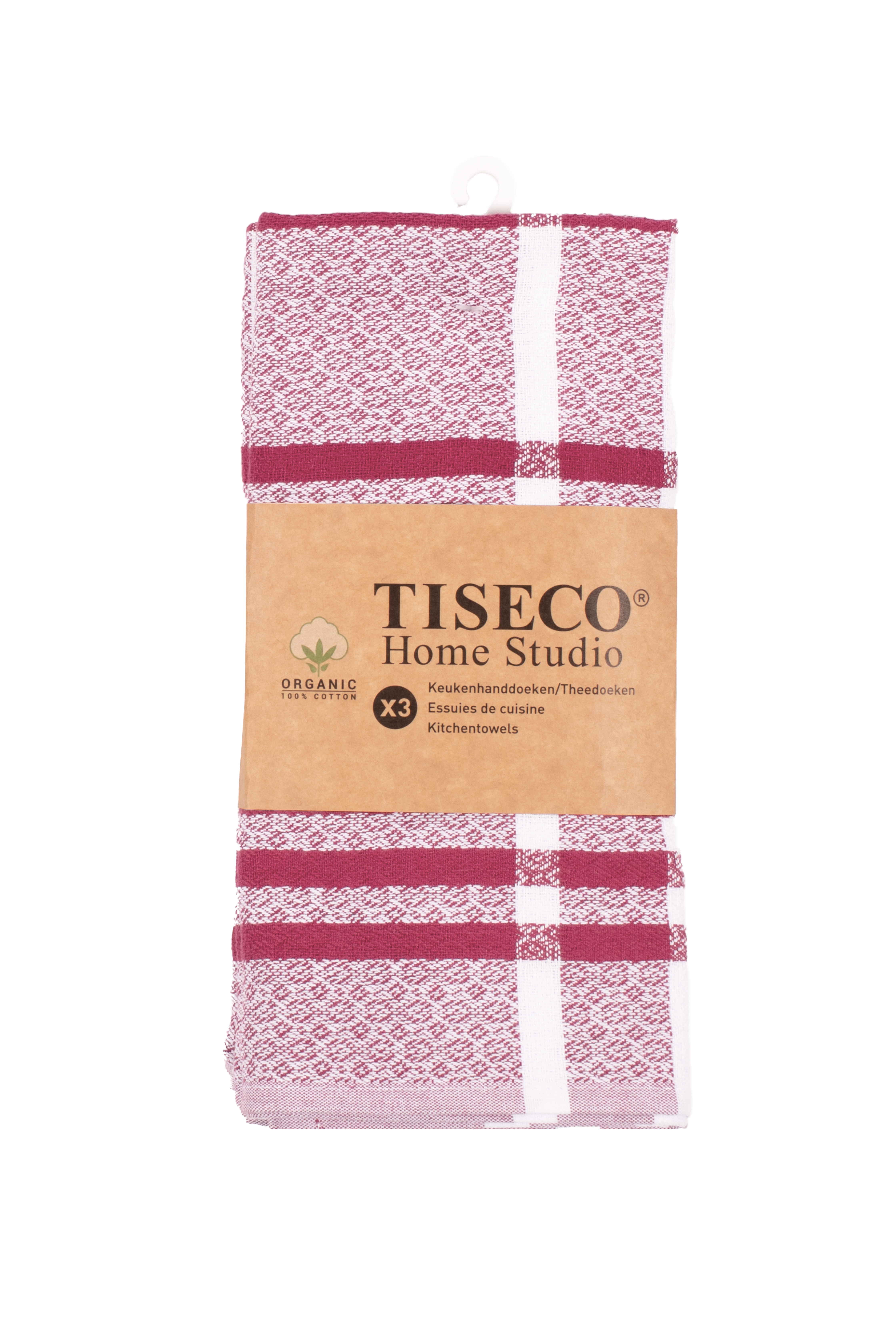 Kitchentowel bio cotton 50x70cm, set/3, red