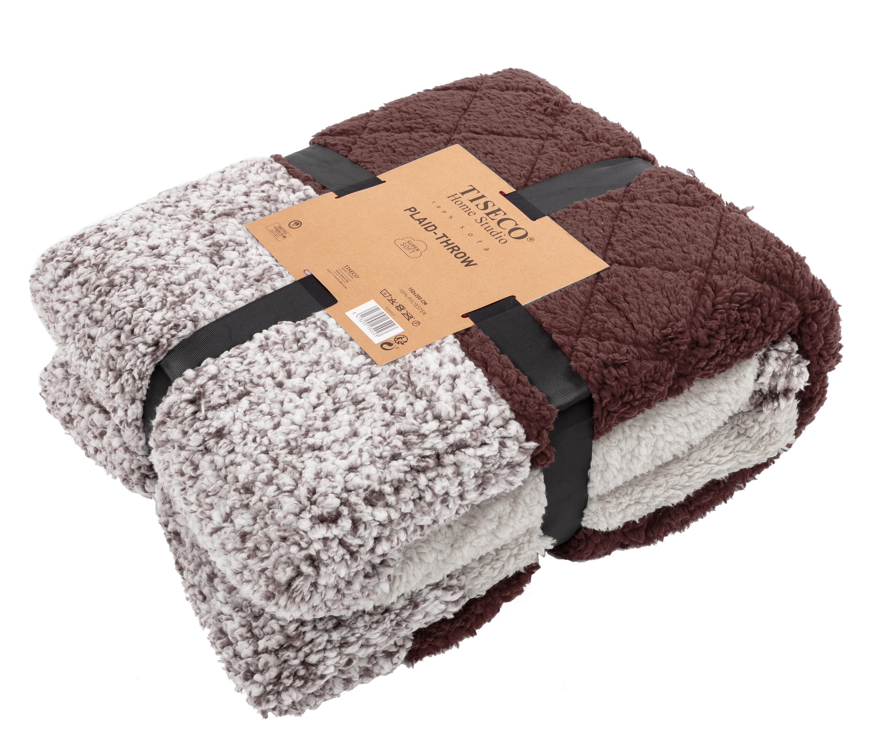 Plaid patchwork sherpa, 150x200 cm, brown