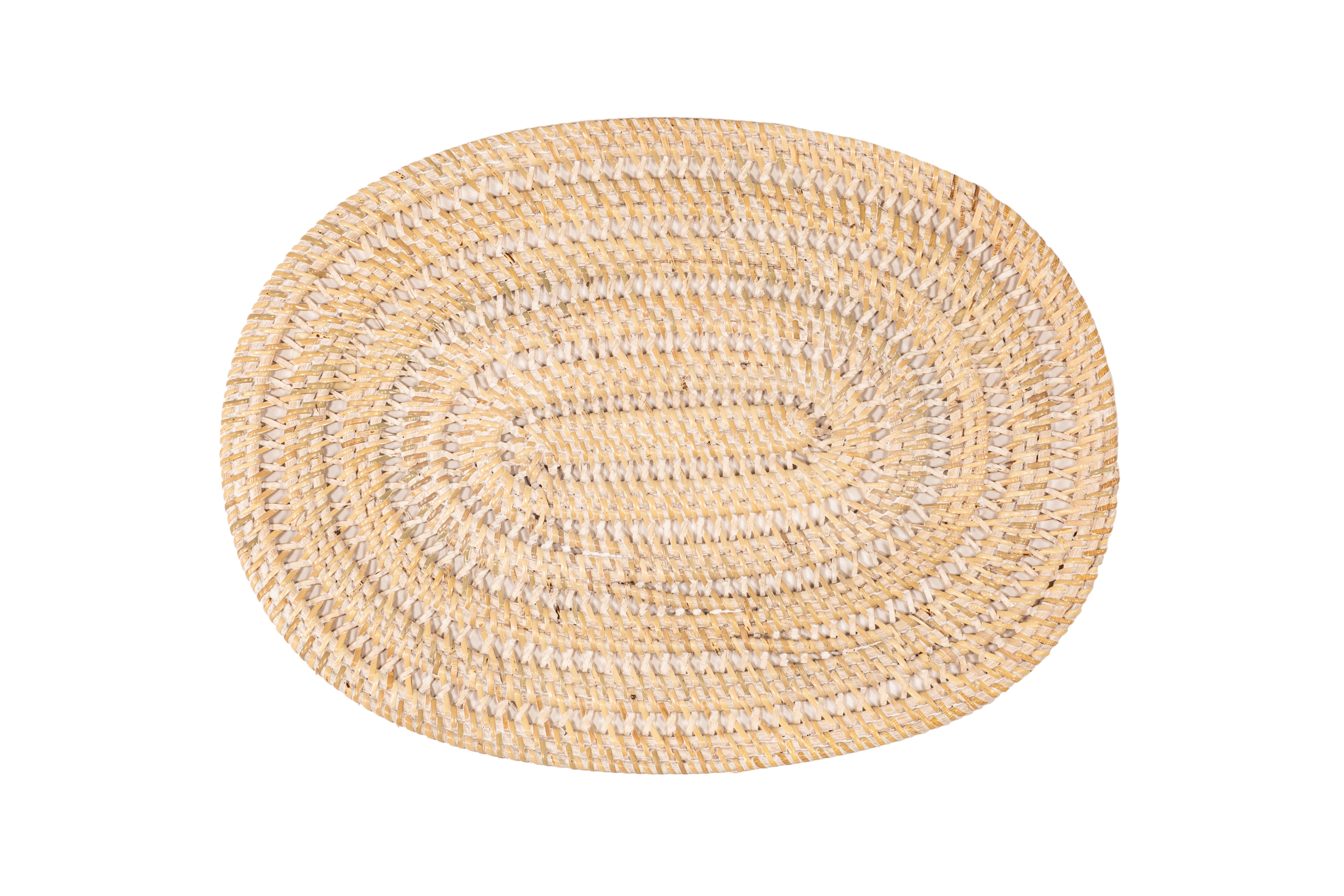 Placemat rattan 30x40 cm - oval, SPIRAL, white